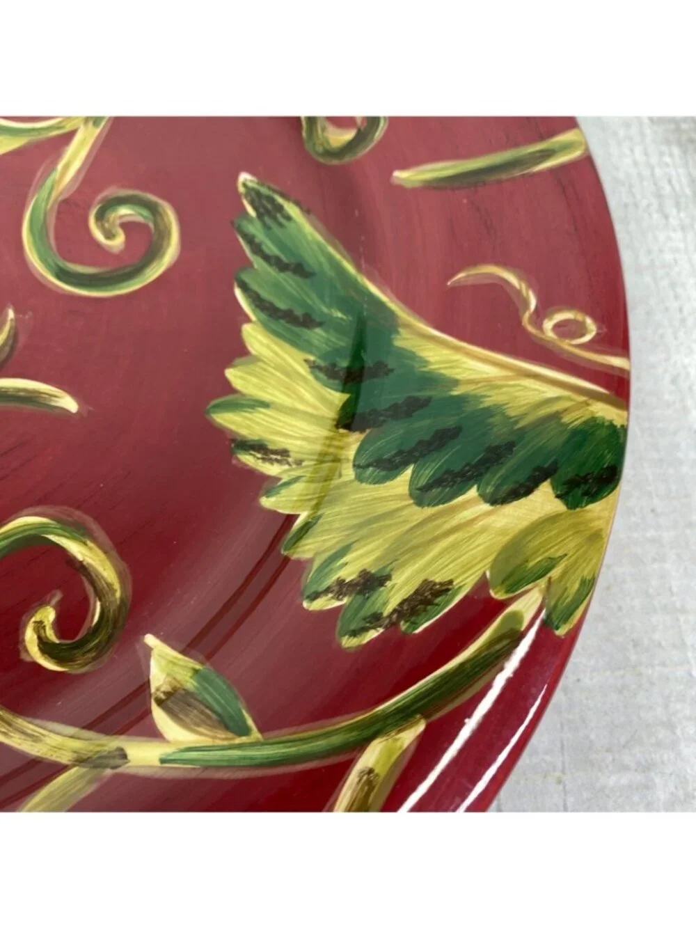 Tabletops AVELLINO CABERNET Hand Painted Red Earthenware Dinner Plates Set 2 NEW
